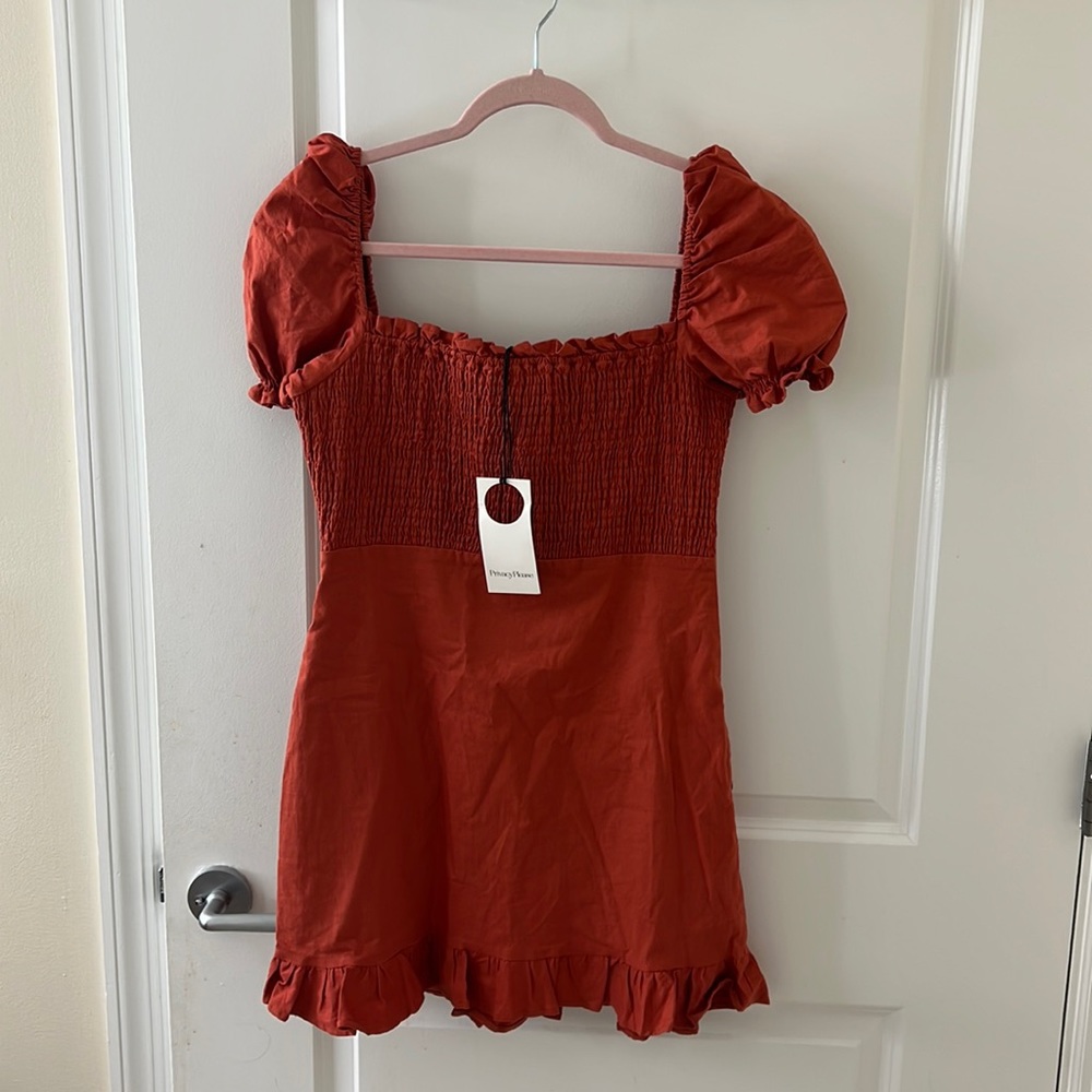 Privacy please linen blend dress, size M terracotta color